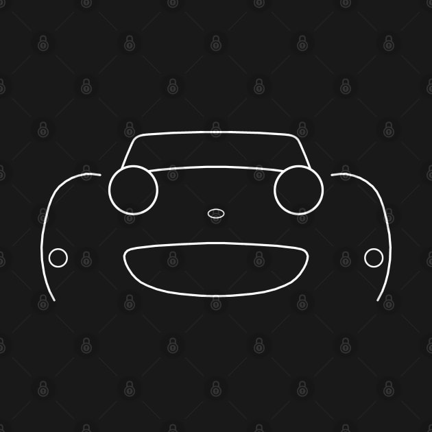 Austin-Healey "frogeye" Sprite British classic car minimalist outline graphic (white) by soitwouldseem