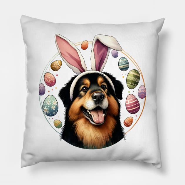 Deutscher Wachtelhund Enjoys Easter with Bunny Ears Pillow by ArtRUs