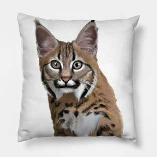 Cute Bobcat Drawing Pillow