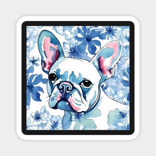 Blue Frenchie, watercolor portrait of French Bulldog Magnet