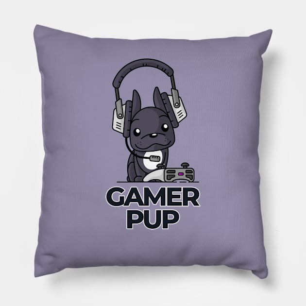 Cute Gamer Pup Social Distancing Like a Boss Pillow by BooTeeQue