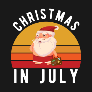 Christmas In July T-Shirt Funny Santa Summer Beach Vacation T-Shirt