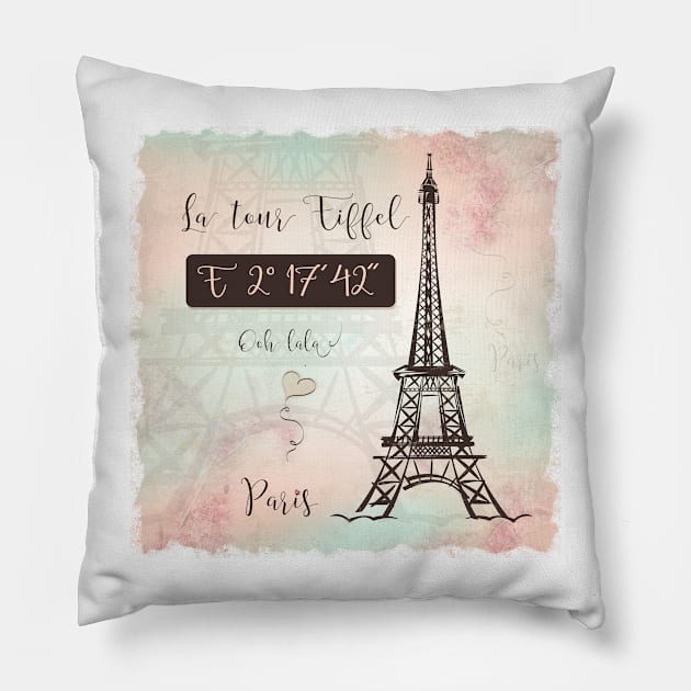 Paris coordinates Pillow by RebecaZum