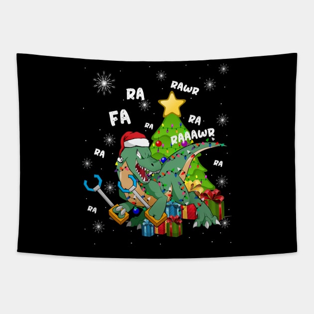 Funny Santa Dinosaur Fa Ra Ra Rawr Rawr Christmas T-Rex Xmas Tapestry by johnbbmerch