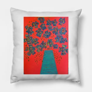 Blooming from Teal Vase Pillow