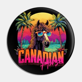 Retro Wave Brown Canadian Horse Good Vibes Pin