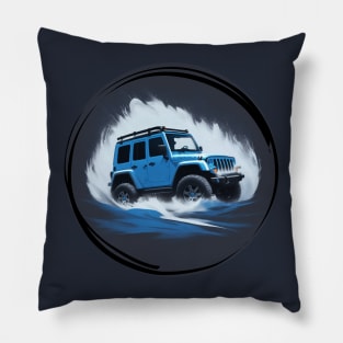 Jeep Off Road Vehicle Super Blue Pillow