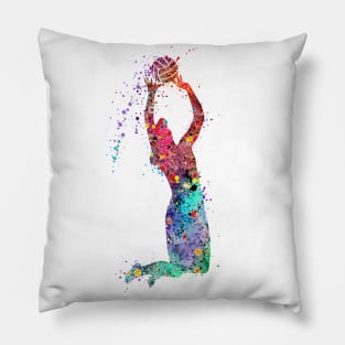 Volleyball Girl Player Setter Watercolor Art Sports Gifts Pillow