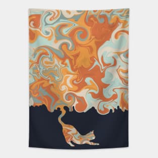 Rainbow Twirl Cat Tapestry