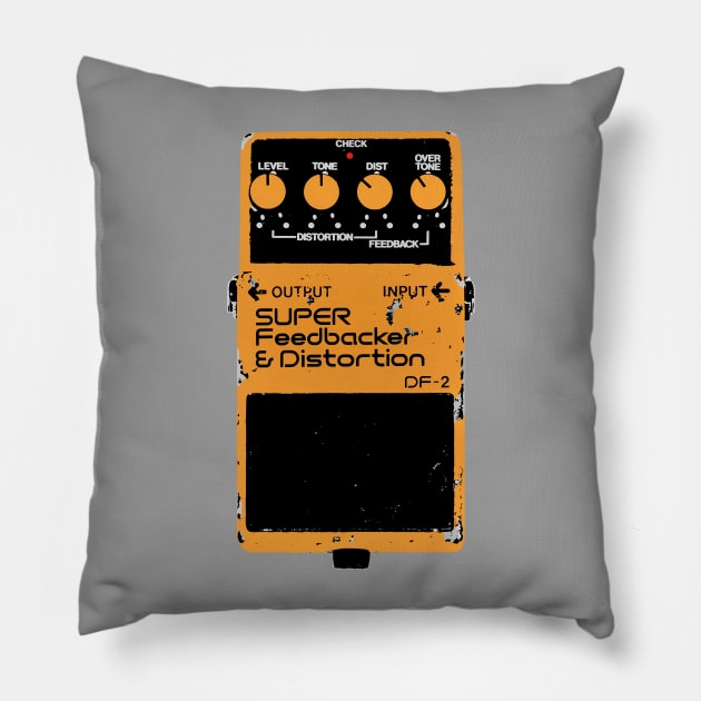 Super Feedback & Distortion Guitar FX Fan Art Design Pillow by DankFutura