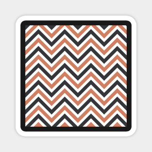 Salmon Dark Gray Wavy Lines Pattern Magnet