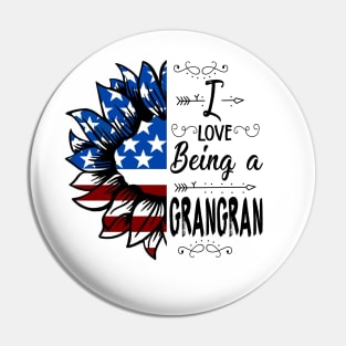 Vintage American Flag I Love Being A Grangran Happy Independence Day Pin