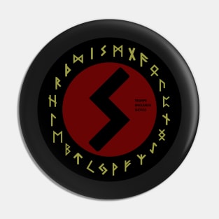 Red Sowulo Elder Futhark Rune Symbol Pin