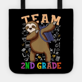 Dabbing Sloth Team 2nd Grade Back To School Shirt Boys Girls Tote