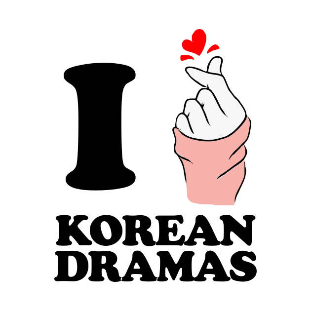 i love korean drama finger heart black by Typography Dose