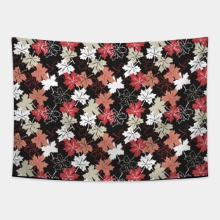 Red Autumn Leaves Pattern Black Version Tapestry