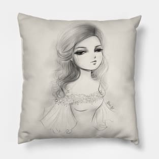 Sketch of pretty girl Pillow