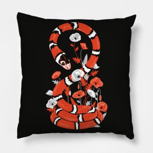 King snake with poppy flowers Pillow