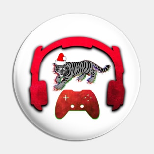 Christmas Tiger - Gaming Music Headphones - Christmas Holiday Gift Pin