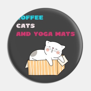 Coffee cats and yoga mats funny yoga and cat drawing Pin