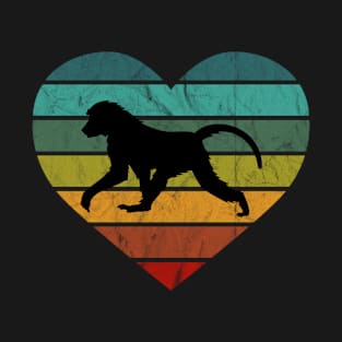 I Love Baboons Monkeys Retro Heart T-Shirt