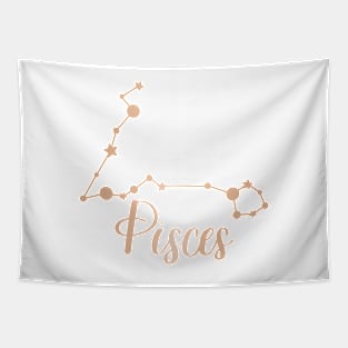 Pisces Zodiac Constellation in Rose Gold Tapestry