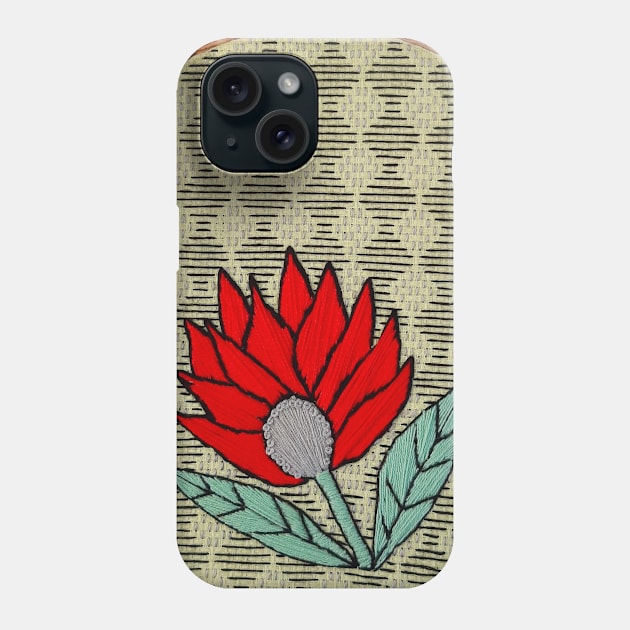 Japan Red Floral Phone Case by RONembroidery