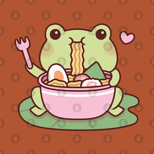 Cute Frog Loves Eating Ramen Noodles by rustydoodle