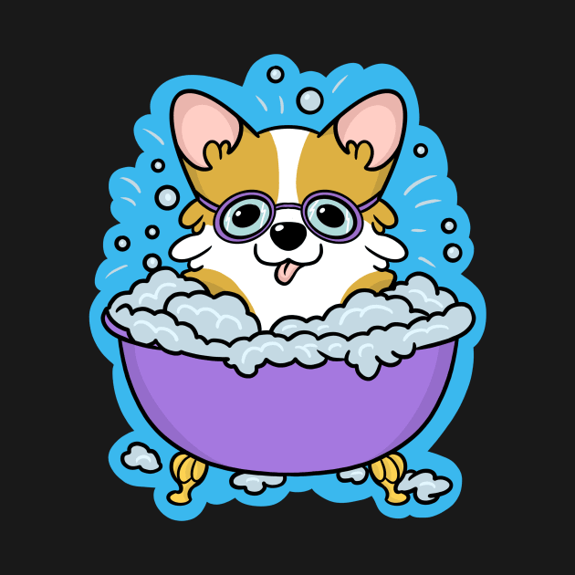 Cute Corgi Taking Bath by IhateDumplings