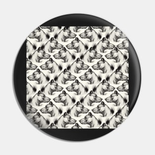 Pattern with a drawing of a dog head in profile Pin