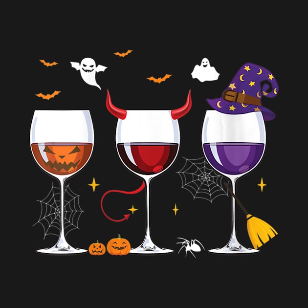 Womens Glasses Of Wine Halloween Costume Funny T Shirt Wine Lover by williamarmin