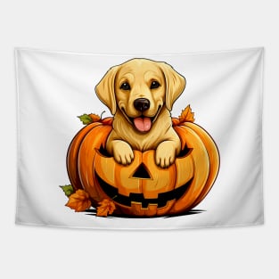 Labrador Retriever Dog inside Pumpkin #1 Tapestry