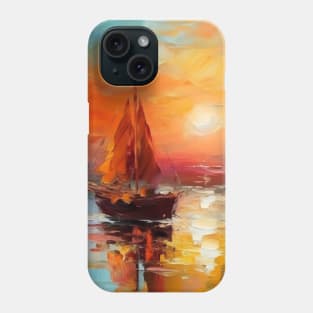 Seascape with a sailboats at sunset. Phone Case