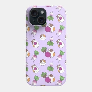 Guinea pig and radish pattern in light purple Phone Case