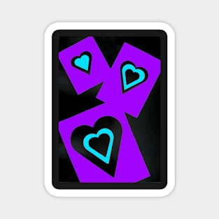 Hearts in Black Turquoise and Purple Var 4 Alternate Options Magnet