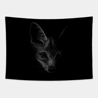 Fox Illustration Pencil Drawing Fox In The Dark Tapestry