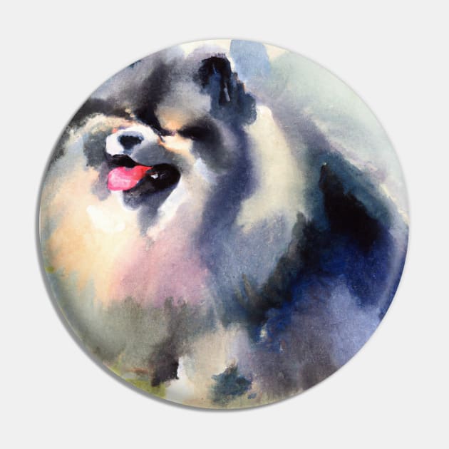 Keeshond Pop Art - Dog Lover Gifts Pin by Edd Paint Something