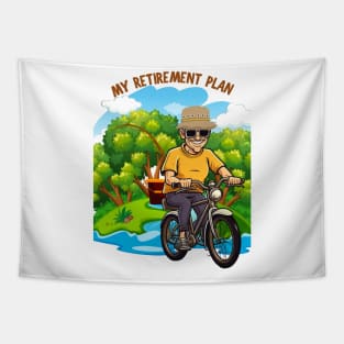 My Retirement Plan Bicycle Ride Cyclist Fishing Fisherman Tapestry