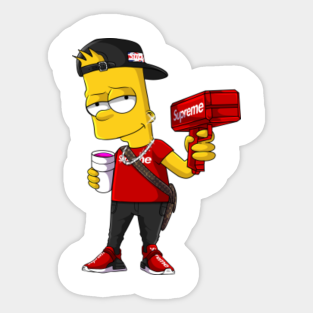 Hood Black Bart Simpson With Dreads Bart Simpson Stickers Teepublic bart simpson stickers teepublic