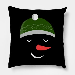 Fun Winter Snowman Face with Hat Design Pillow