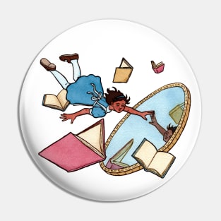 Through the Looking Glass with a Good Book Pin