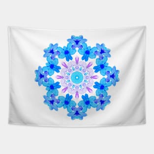 Flower Mandala Violet Blue Watercolor Floral Art Tapestry