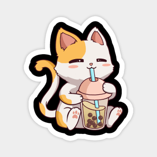 Boba Tea Bubble Cat Kawaii Neko Anime Cute Cat Boba Magnet