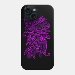 Abstract Zentangle Swirls Design (pink on black) Phone Case