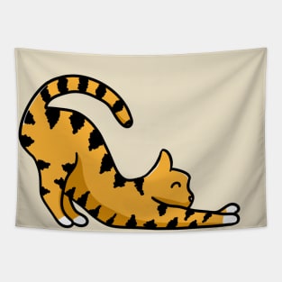 2D ginger cat stretching Tapestry