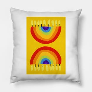 Rainbow Chanukiah Yellow Print Pillow