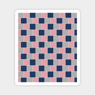 Square Tiles in Navy, Grey and Pink Magnet