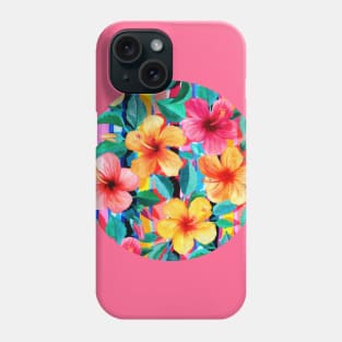 OTT Maximalist Hawaiian Hibiscus Floral with Stripes Phone Case