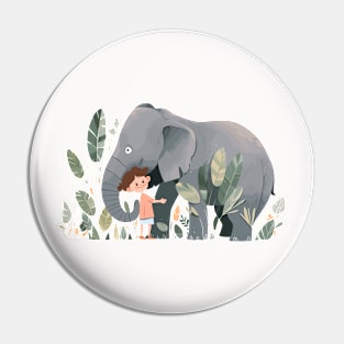 Cute Elephant Animal Loving Cuddle Embrace Children Kid Tenderness Pin