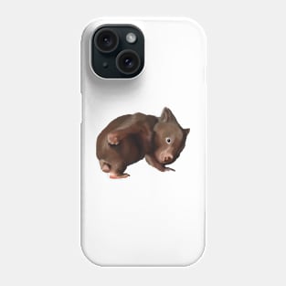 Baby Wombat illustration, joey wombat art, realistic australian wombat artwork. Australian theme decor Phone Case